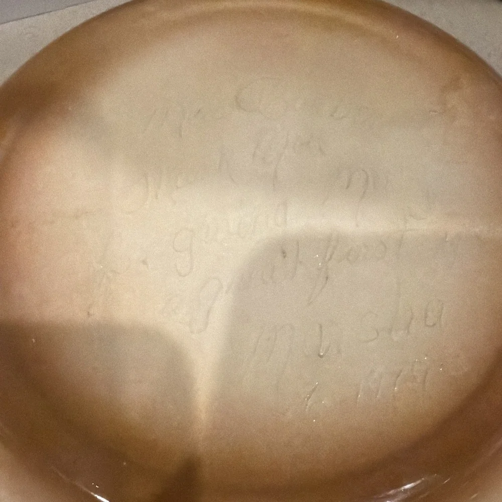 Vintage Ceramic Apple Pie Recipe-Pie Plate 1979 Handmade Signed